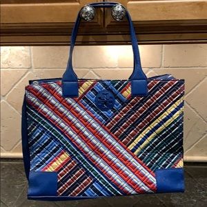 Tory Burch Lightweight Quilted Tote Blue NWOT